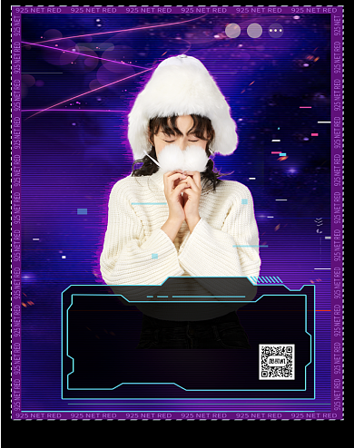 故障风紫色直播主播预告网红购物节活动背景