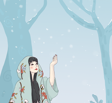 初雪到了文艺小清新朋友圈封面背景