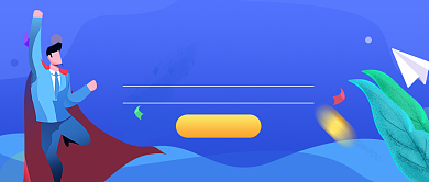 蓝色插画招聘新媒体首图背景