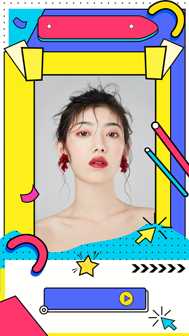 孟菲斯风格直播移动界面手机海报背景