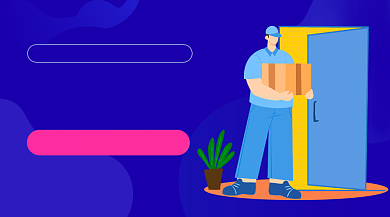 图司机速递蓝色插画广告banner背景