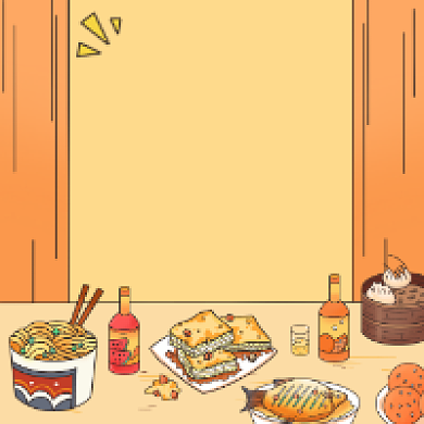 武汉美食推荐简约插画公众号次图背景