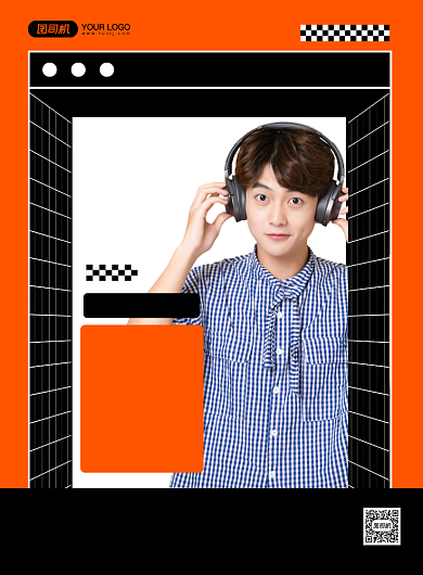 兼职招聘橘色时尚创意印刷海报背景