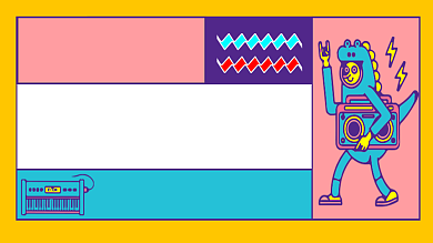 黄色卡通夜生活攻略视频封面背景