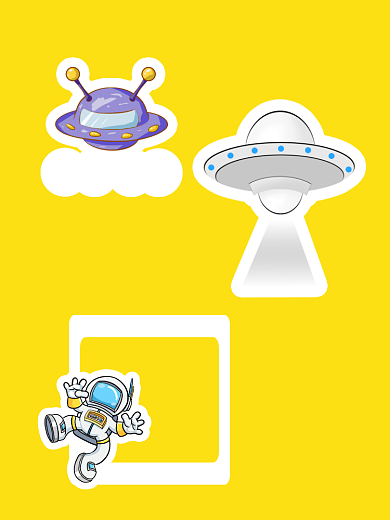 航天主角创意插画拍照kt板背景