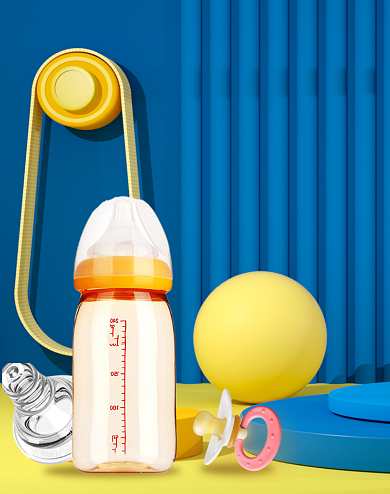 蓝黄色母婴用品电商场景竖版海报背景