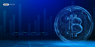 区块链蓝色时尚金融科技峰会展板背景