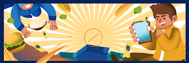 饿了吗关注收藏插画店招图背景