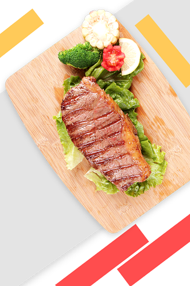 美味牛排生鲜肉类促销时尚简约电商主图背景
