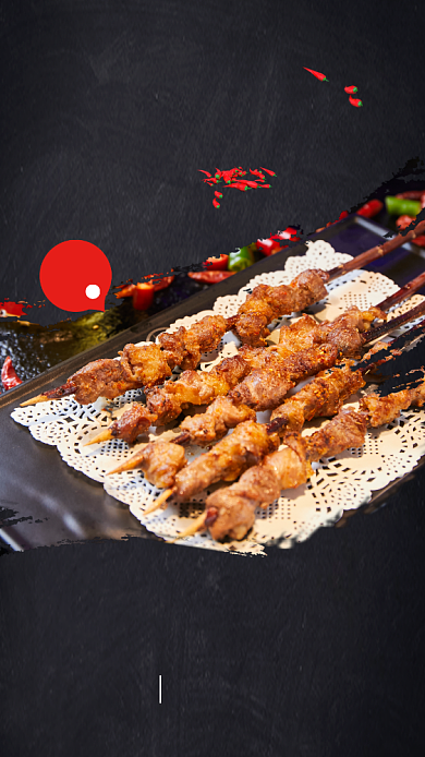 黑色传统美食烤肉海报背景