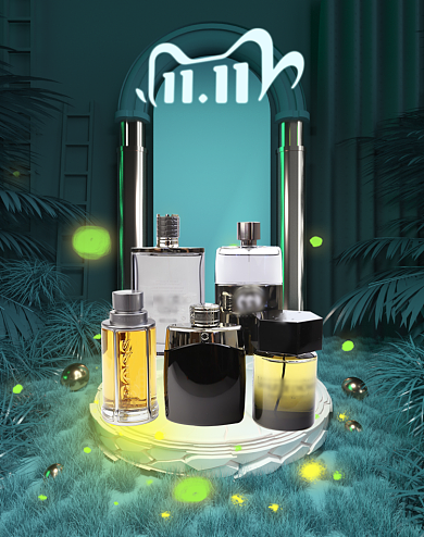 双十一化妆品海报首页香水竖版海报背景