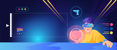 VR电竞游戏手绘卡通公众号首图背景