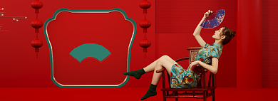 国潮女装新春钜惠海报背景