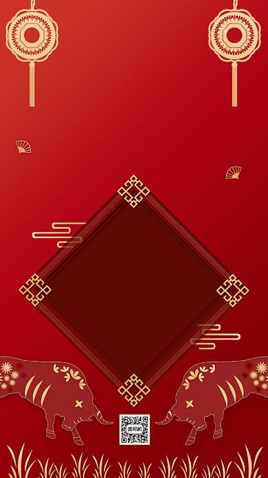 新年贺卡祝福语录红色质感喜庆手机海报背景