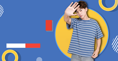 蓝色简约男装秋冬上新活动海报背景