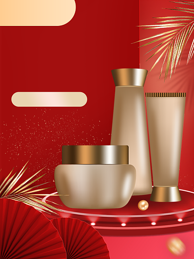 中国风促销双十二美妆个护主图背景