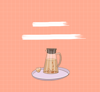 红糖水泡叶枸杞简约插画朋友圈封面背景