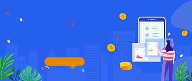 蓝色卡通手绘理财知识公众号首图背景