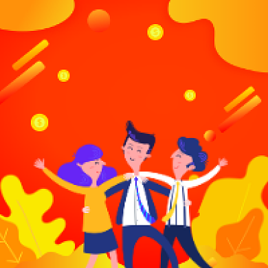 投资理财红色插画公众号次图背景