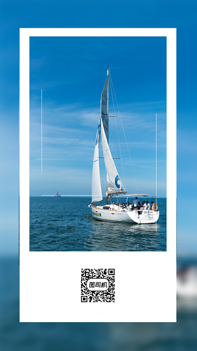 简约帆船大海文学早安图日签月签背景