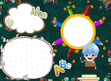 卡通学生英语电子小报手抄报背景