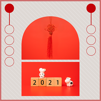 祝福新年2021大年初三方形配图背景