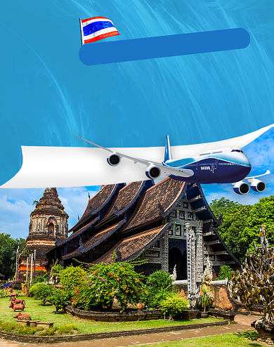 国庆节国内外旅游出游季泰国旅游海报背景