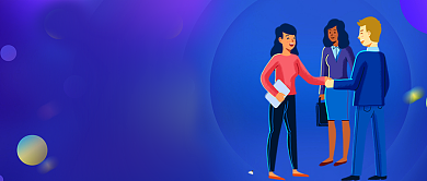 蓝色招募合伙人卡通企业行政公众号首图背景