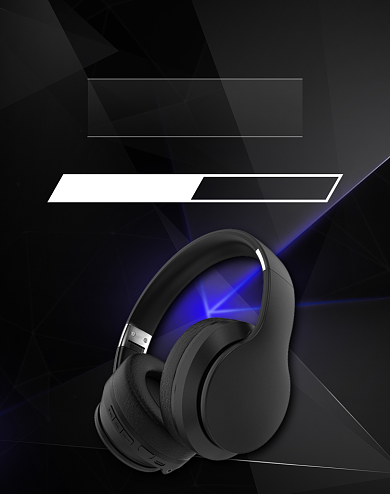 黑色数码产品耳机活动海报背景