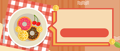 橙色卡通早餐美食公众号首图背景