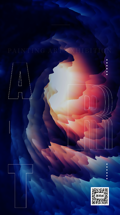 油画艺术展宣传活动手机海报背景
