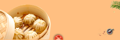 外卖电商小笼包美食店招背景