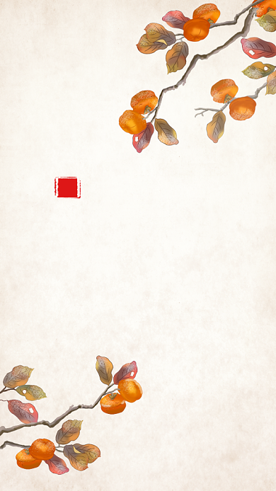 霜降节气小清新柿子文章配图背景