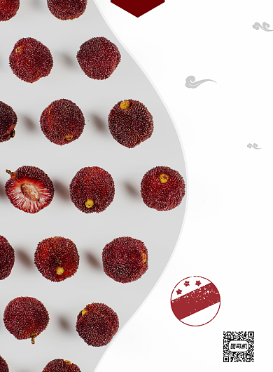 白色大气经典诱人水果杨梅美食海报背景