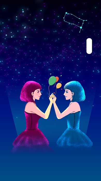 双子座生日快乐星空插画文章配图背景