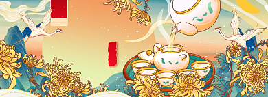 重阳节插画大促淘宝电商banner背景