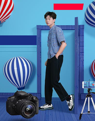 男人节简约风立体感数码产品海报背景