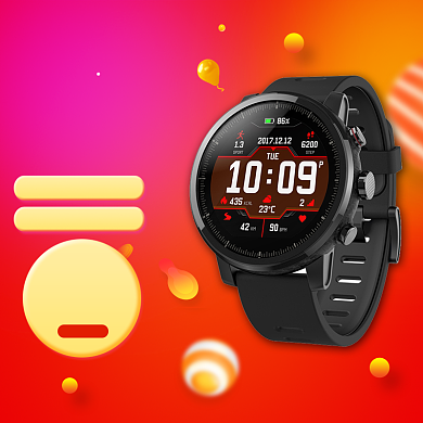 红色促销户外运动智能手环手表主图背景