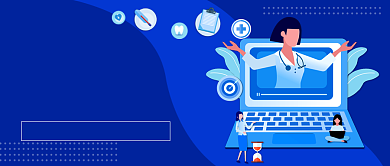 在线医疗手绘卡通公众号首图背景