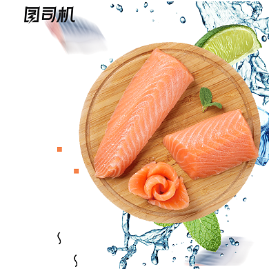 清凉三文鱼食品海鲜简约风主图背景