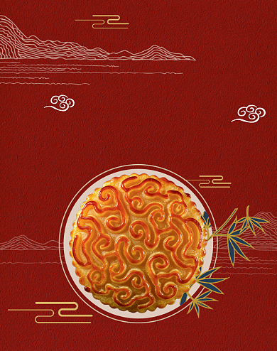 红色中秋味道月饼活动海报背景