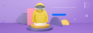 双十二宝宝童装羽绒服促销电商全屏海报背景