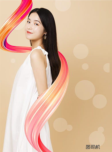 橙色经典大气可爱女模特美容海报背景