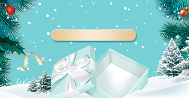 绿色清新双旦礼遇季圣诞元旦美妆护肤海报背景