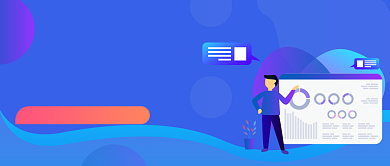 蓝色卡通手绘年终运营报告公众号首图背景