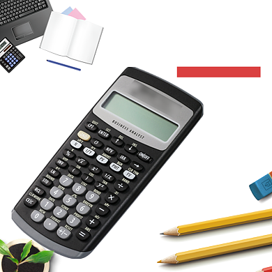 简约时尚小白体计算器办公文具学习用品主图背景