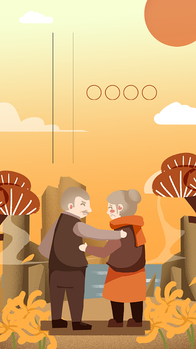 重阳节橙色卡通文章配图背景