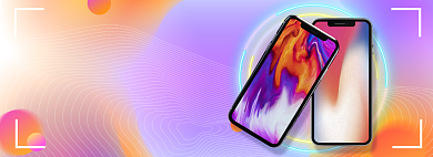 紫色创意造物节数码电子手机促销banner背景