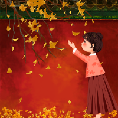 立秋节气卡通可爱插画公众号次图背景