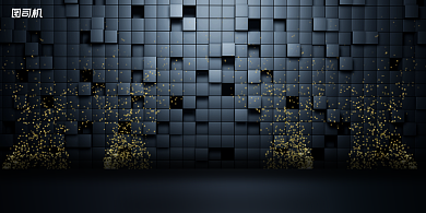 年会黑色格子抽象企业年度盛典展板背景